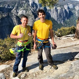 Tommy Caldwell y Alex Honnold tras batir el récord de velocidad en 'The Nose', Yosemite.