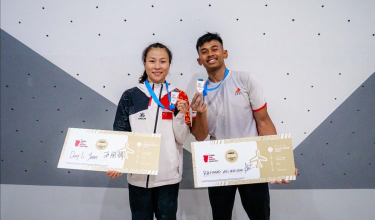 Lijuan Deng y Rahmad Adi Mulyono, ganadores del clasificatorio preolímpico asiático de Jarakarta 2023 (Foto: Lena Drapella/IFSC).