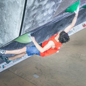 Guillermo Peinado en la Copa de Europa de Búlder Juvenil de Graz 2023 (Foto: Archy Rei).