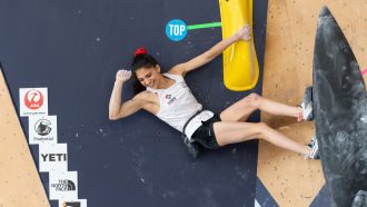 Natalia Grossman en la Copa del Mundo de Búlder de Salt Lake City 2023 (Foto: Slobodan Miskovic/IFSC).