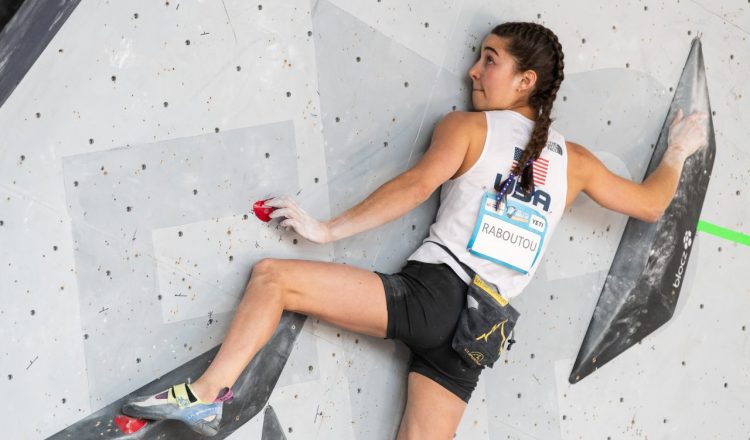 Brooke Raboutou en la Copa del Mundo de Búlder de Salt Lake City 2023 (Foto: Slobodan Miskovic/IFSC).