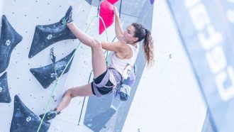 Uxia Bohorque en la Copa de España de Escalada de Dificultad de Vilanova i la Geltrú 2023 (Foto: Javi Pec).