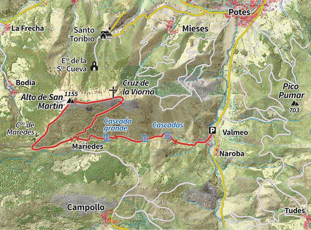 Mapa de la ruta a la Cruz Viorna