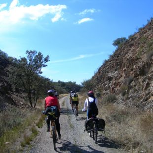 Cicloturistas en la Vía Verde de la Jara.  (Dioni Serrano)