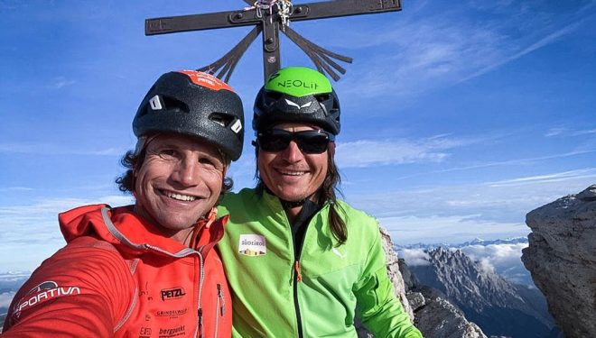 Simon Gietl y Roger Schaeli en la Cima Grande di Lavaredo.