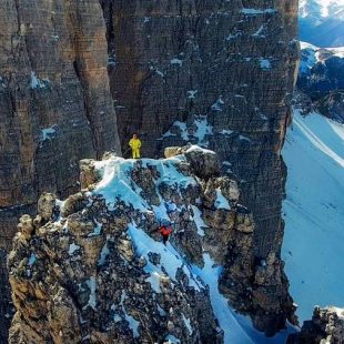 Simon Gietl y Michi Wohlleben durante la travesía integral de las Tre Cime  (Col. S. Gietl)