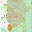 Plano de Grampians con los sectores prohibidos (cuadros azules)