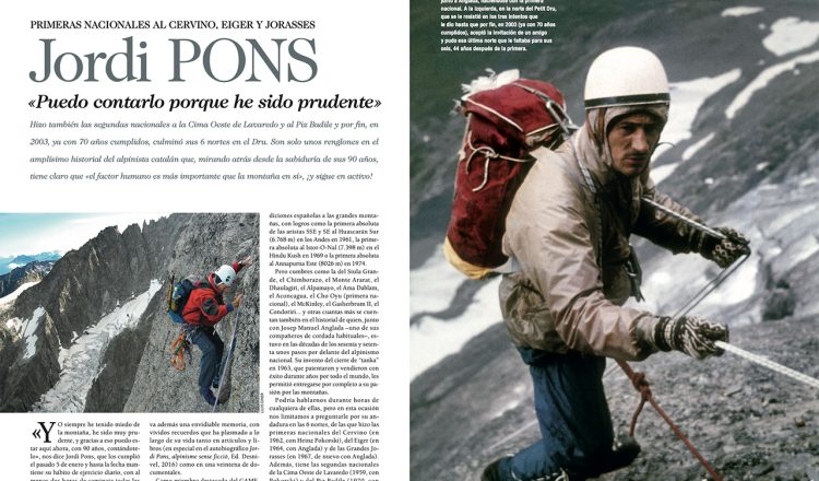 Jordi Pons en la revista Desnivel nº 432 Especial 6 nortres de los Alpes