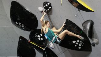 Jessica Pilz en la Copa del Mundo de Escalada de Dificultad de Wujiang 2023 (Foto: Dimitris Tosidis/IFSC).