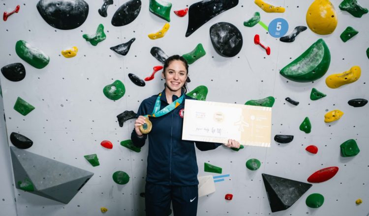 Piper Kelly ganadora en velocidad femenina de los Juegos Panamericanos de Santiago 2023 logra el billete olímpico (Foto: Lena Drapella/IFSC).