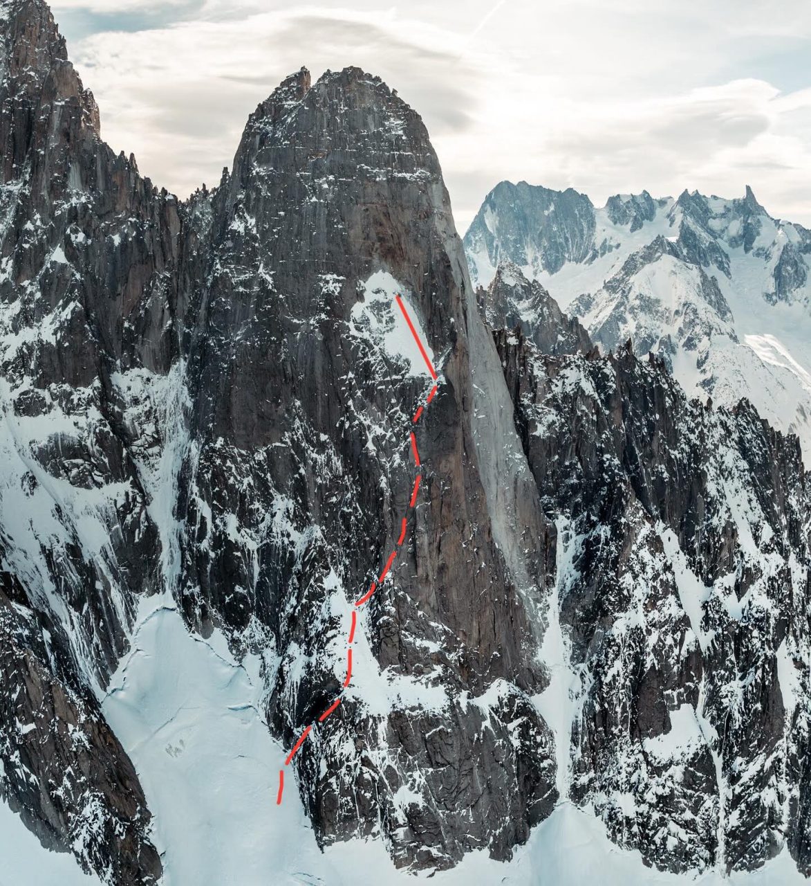 Línea del descenso de Guillaume Pierrel en el Dru (Foto: Mathurin Vauthier).
