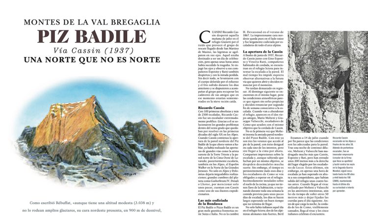 Piz Badile en la revista Desnivel nº 432 Especial 6 nortres de los Alpes