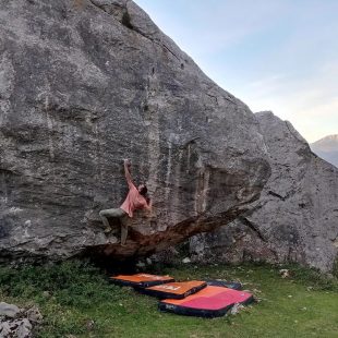 Nacho Sánchez en 'El Muro sit' 8C de la Collada de Quirós (Foto: David Redondo).