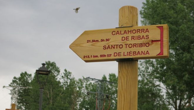 Señales del Camino Lebaniego cerca de Grijota