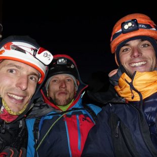 Benjamin Vedrines, Léo Billon y Seb Ratel en la 'Gogna-Cerruti' a la cara norte del Cervino (Foto: B. Védrines).