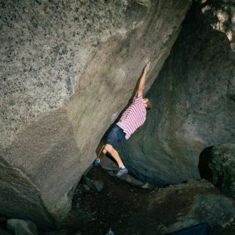 Florian Wientjes en 'Floatin' 8C+ de Mt. Mizugaki (Foto: Xaver Quintus).