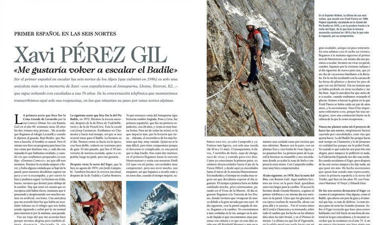 Xavi Pérez en la revista Desnivel nº 432 Especial 6 nortres de los Alpes